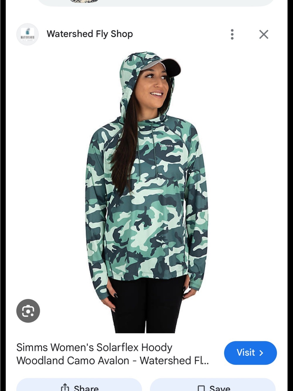Simms Women's Solarflex Hoody in Woodland Camo Green/Gray